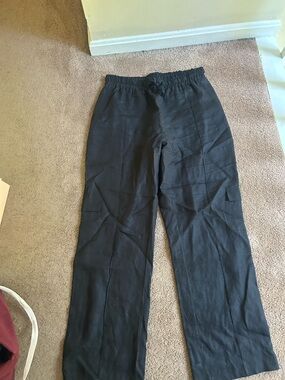 Women's Black Pull-On Linen Pants